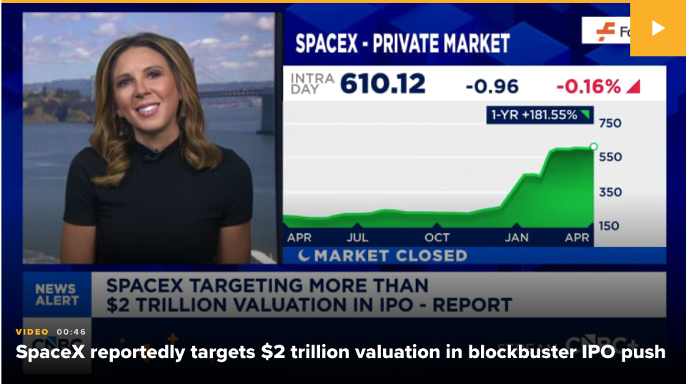 SpaceX rocket launch — example of high-profile financial-media coverage